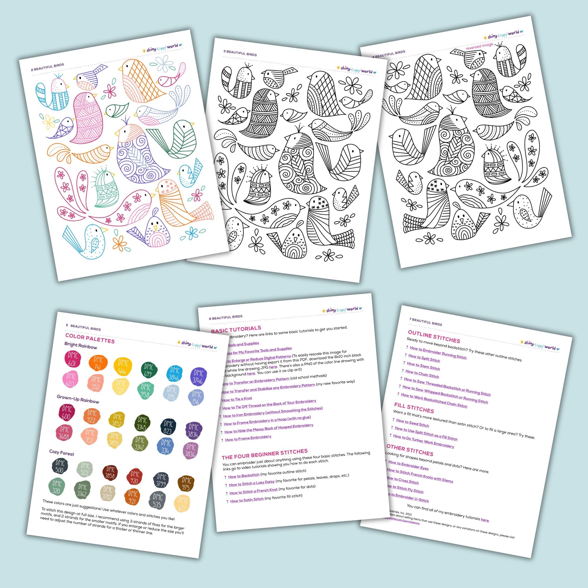 Birds embroidery pattern