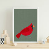 Cardinal - printable bird art - collage style