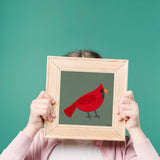Cardinal - printable bird art - collage style