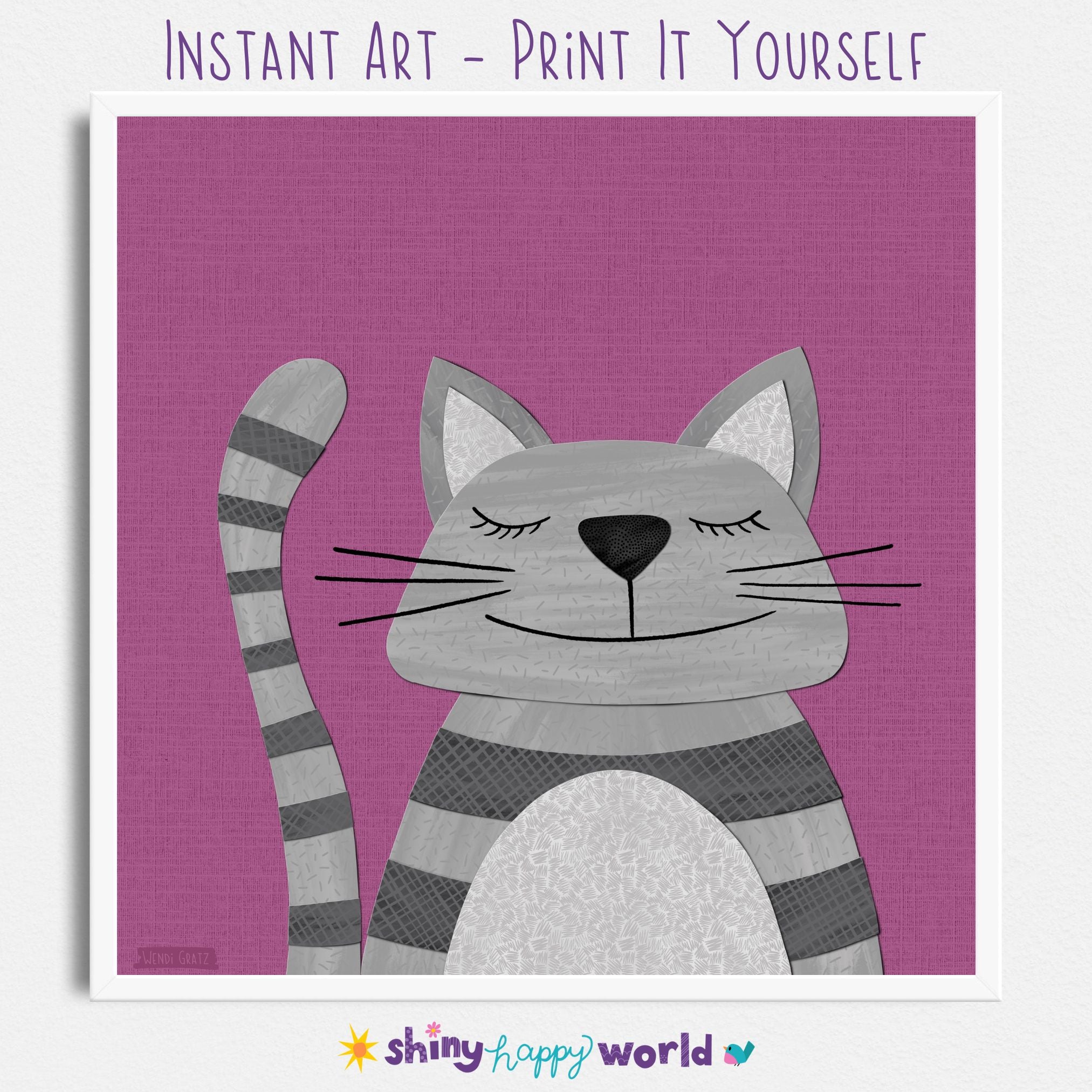 Colby Cat - printable art - Collage Style