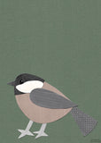 Chickadee - printable bird art - collage style