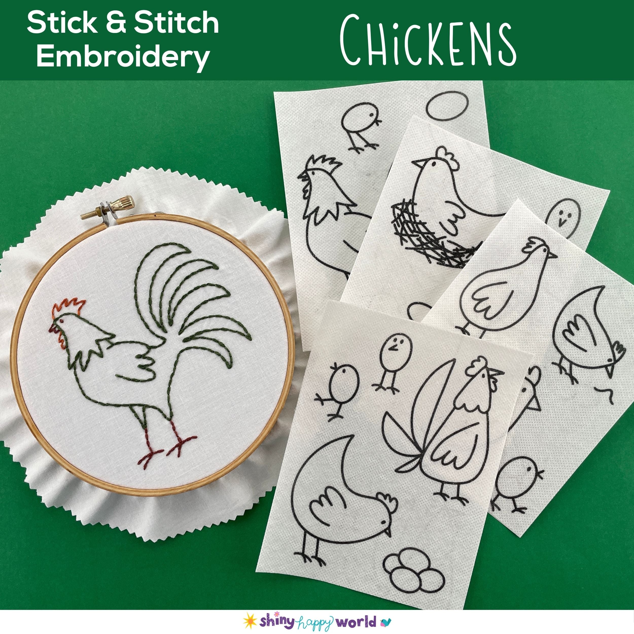 Chickens Stick and Stitch Pack