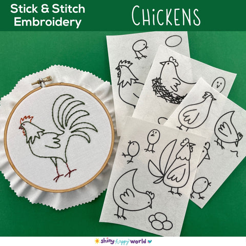 Chickens Stick and Stitch Pack