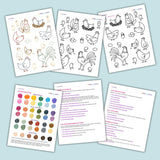 Chickens embroidery pattern