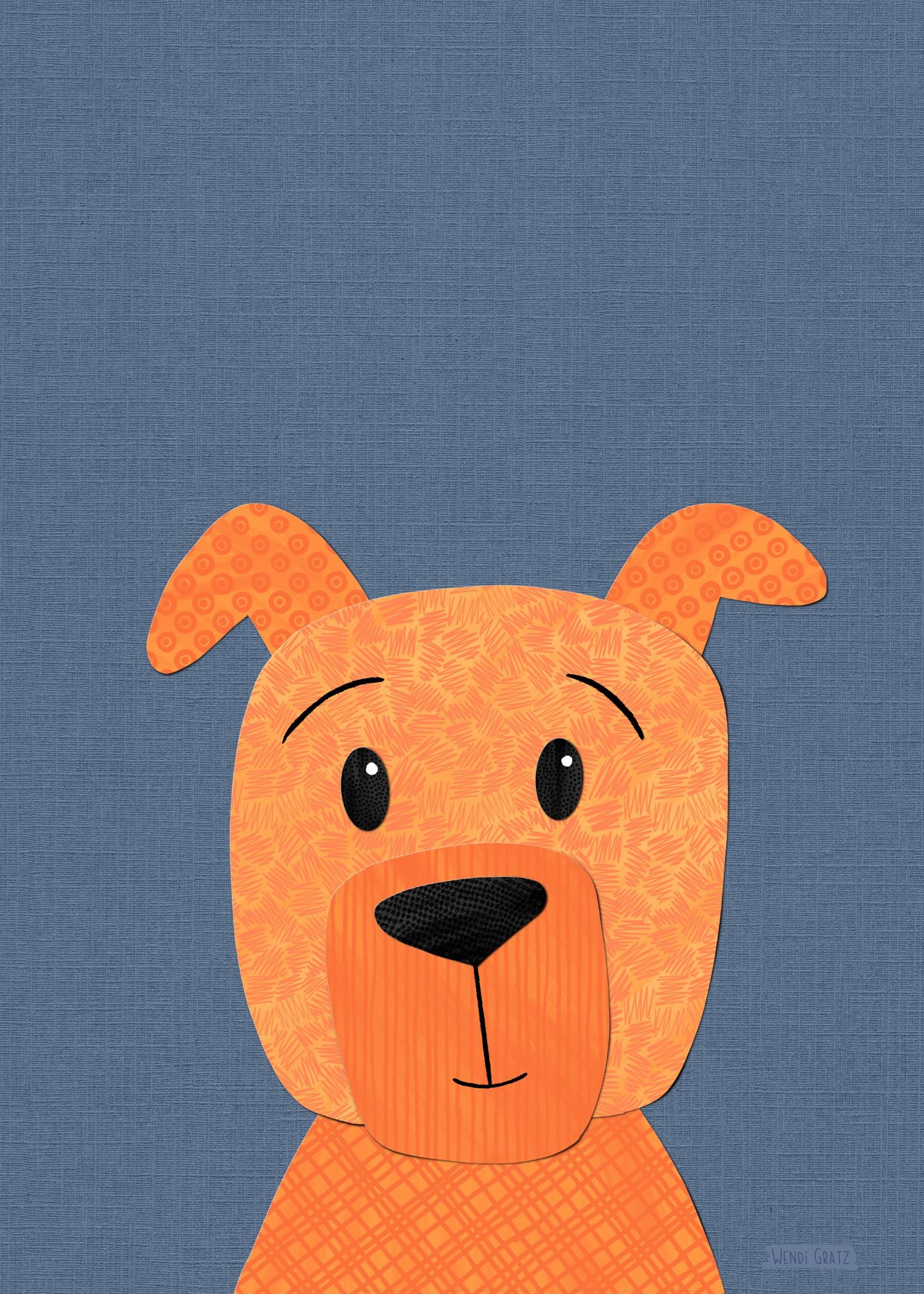 Dog - printable art - collage style