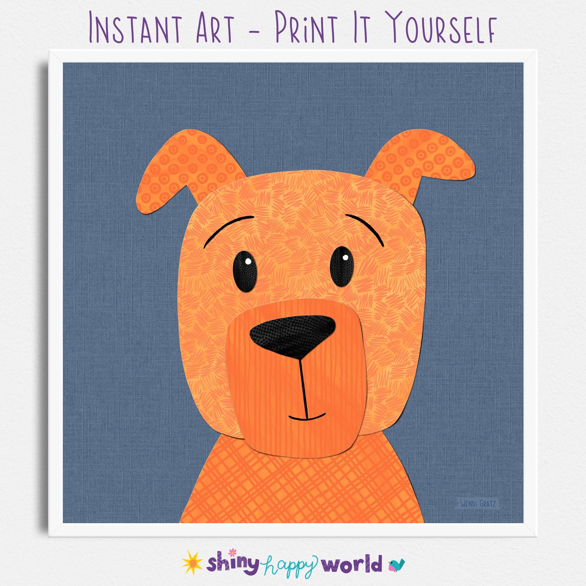 Dog - printable art - collage style