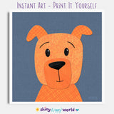 Dog - printable art - collage style
