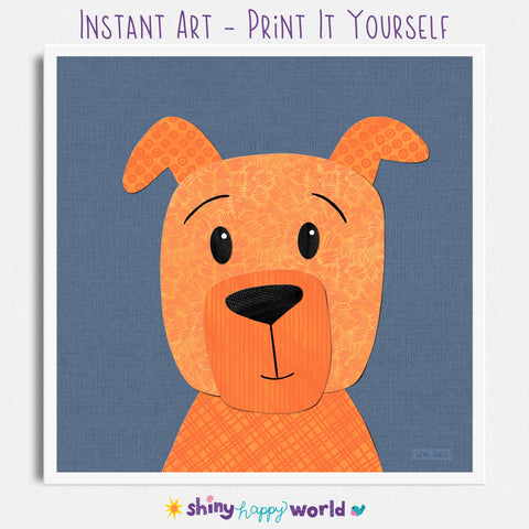 Dog - printable art - collage style