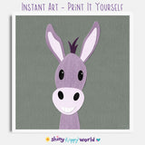 Dawson Donkey - printable art - Collage Style