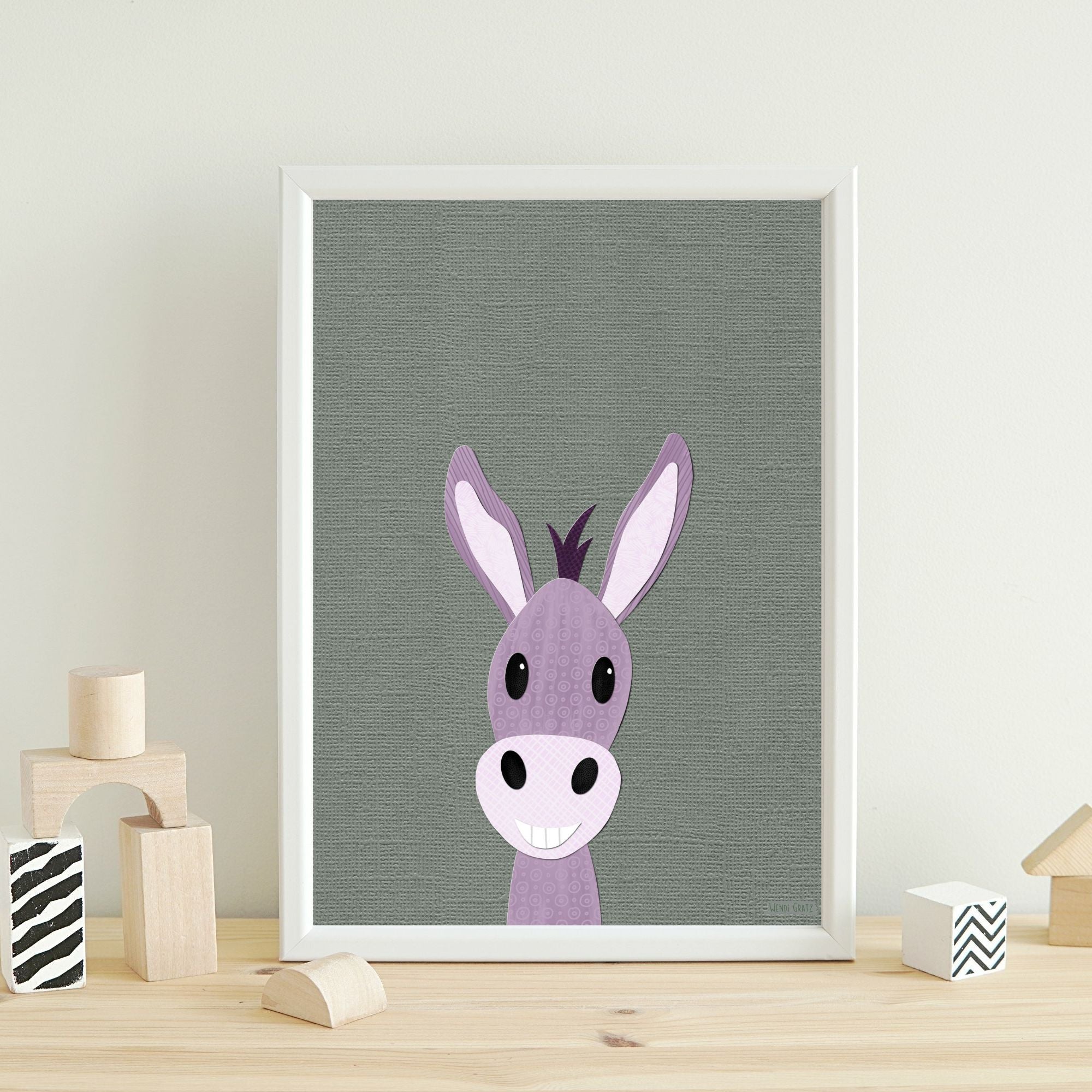 Dawson Donkey - printable art - Collage Style