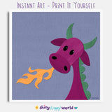 Darius Dragon - printable art - Collage Style