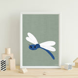 Dragonfly - printable art - collage style