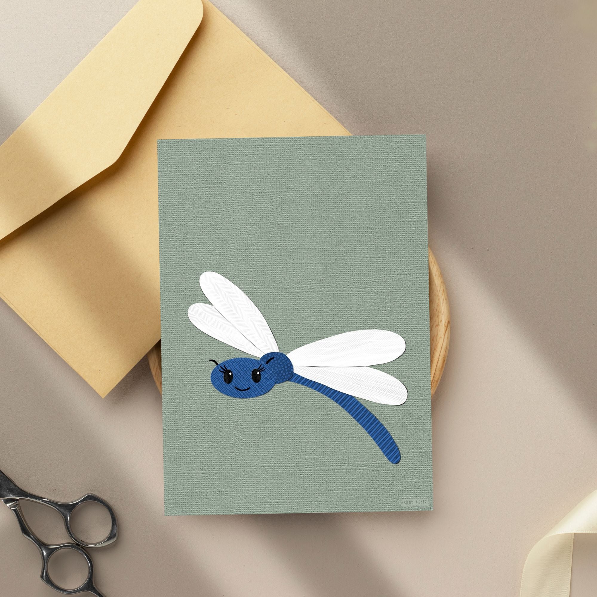 Dragonfly - printable art - collage style