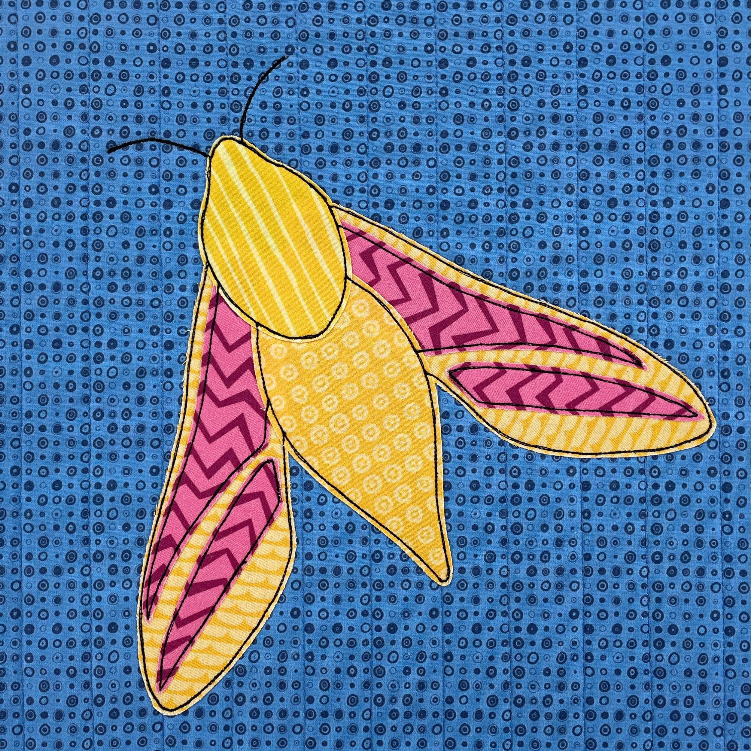 Elephant Hawk Moth Applique Quilt Pattern