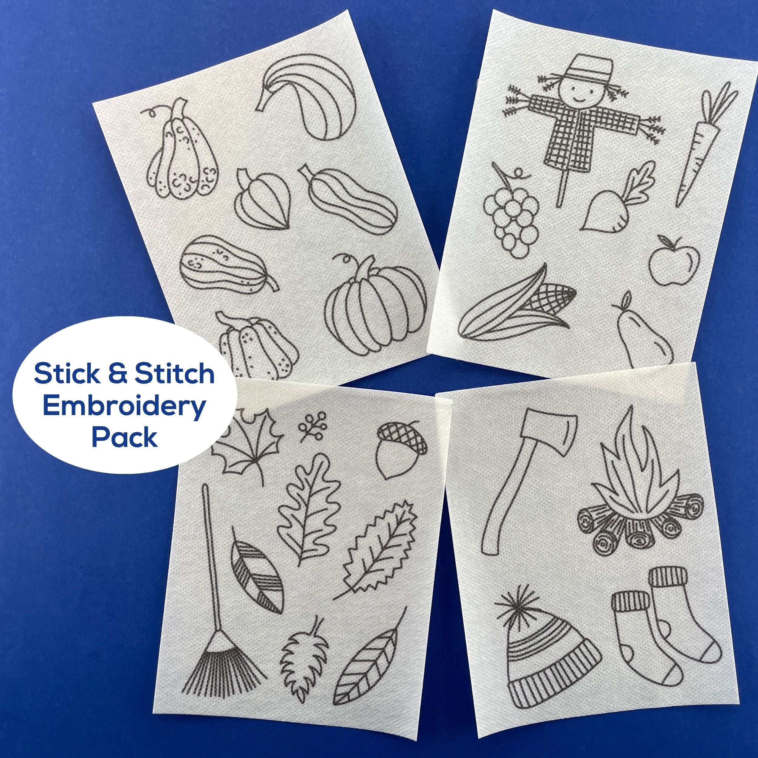 Fall Embroidery Pattern and Stick and Stitch Pack