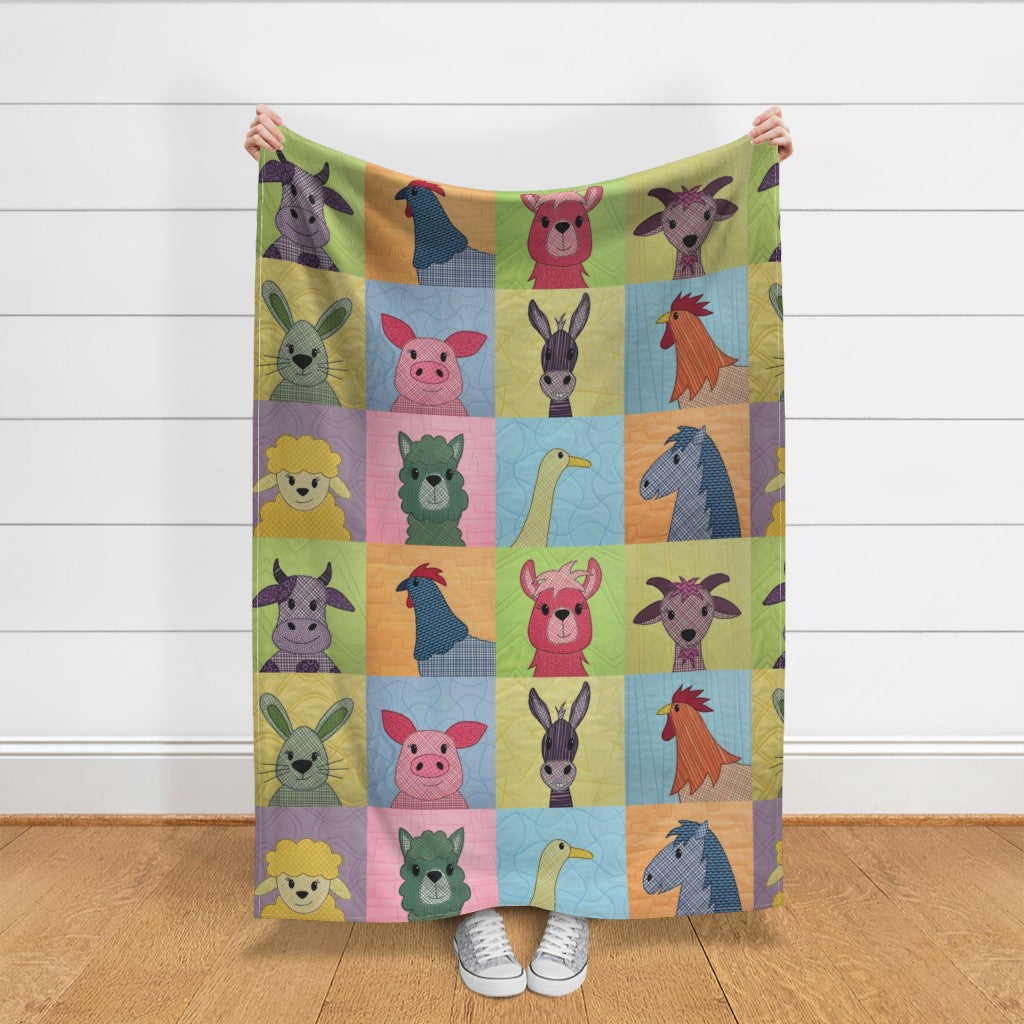 Farm Animals - 12 inch squares - cheater quilt fabric