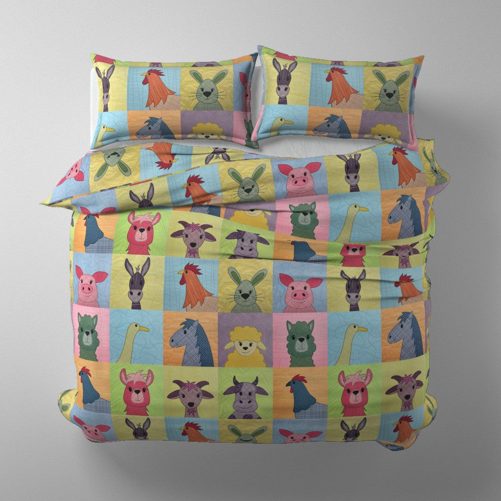Farm Animals - 12 inch squares - cheater quilt fabric