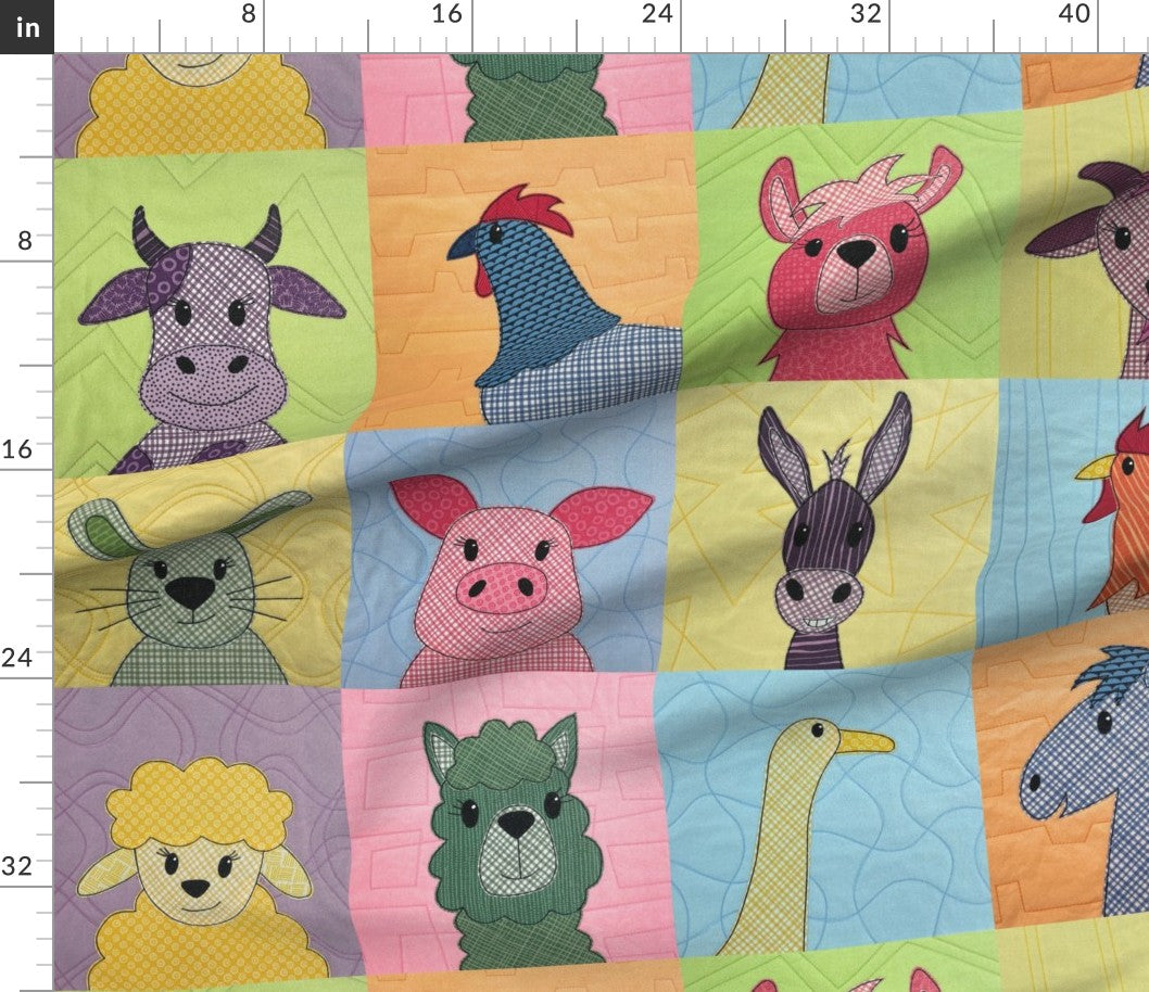 Farm Animals - 12 inch squares - cheater quilt fabric