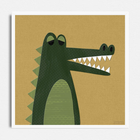 Alligator/Crocodile - printable art - Collage Style