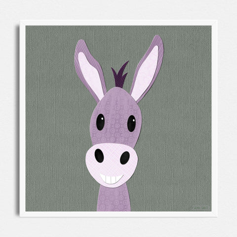 Dawson Donkey - printable art - Collage Style