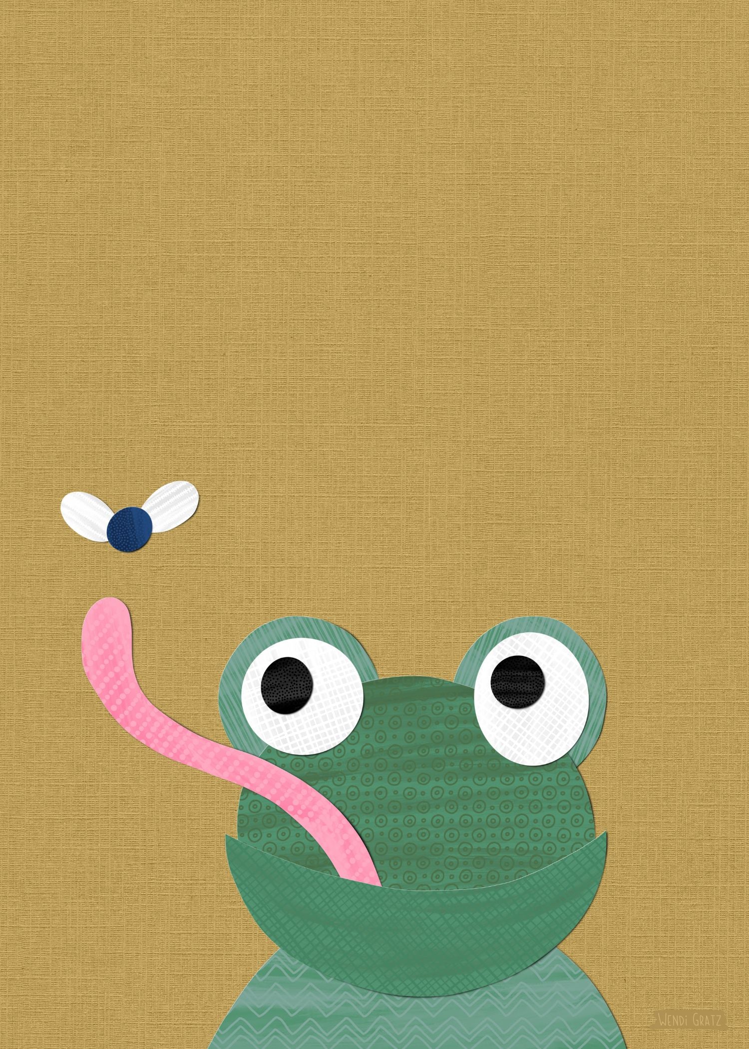 Frog - printable art - collage style
