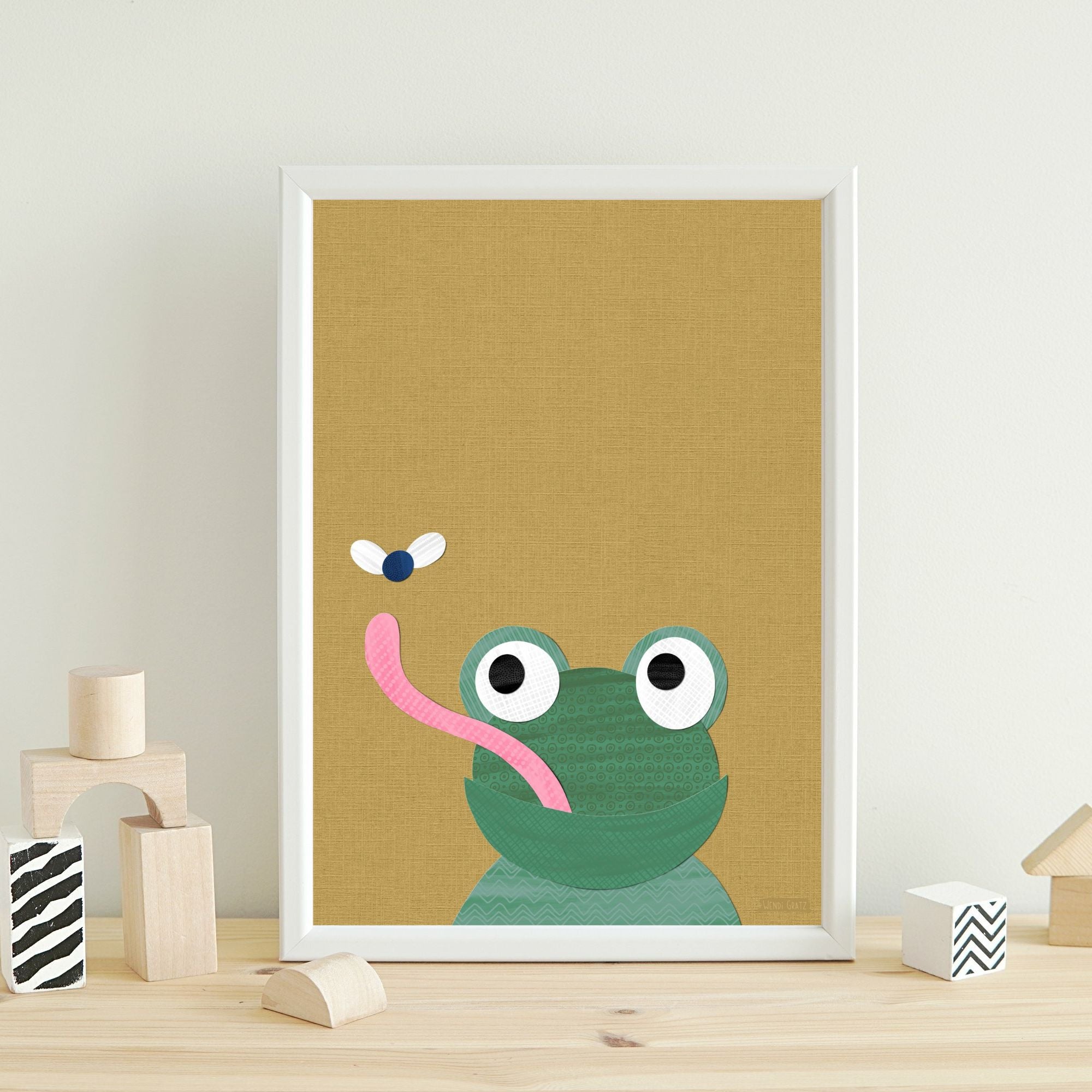 Frog - printable art - collage style