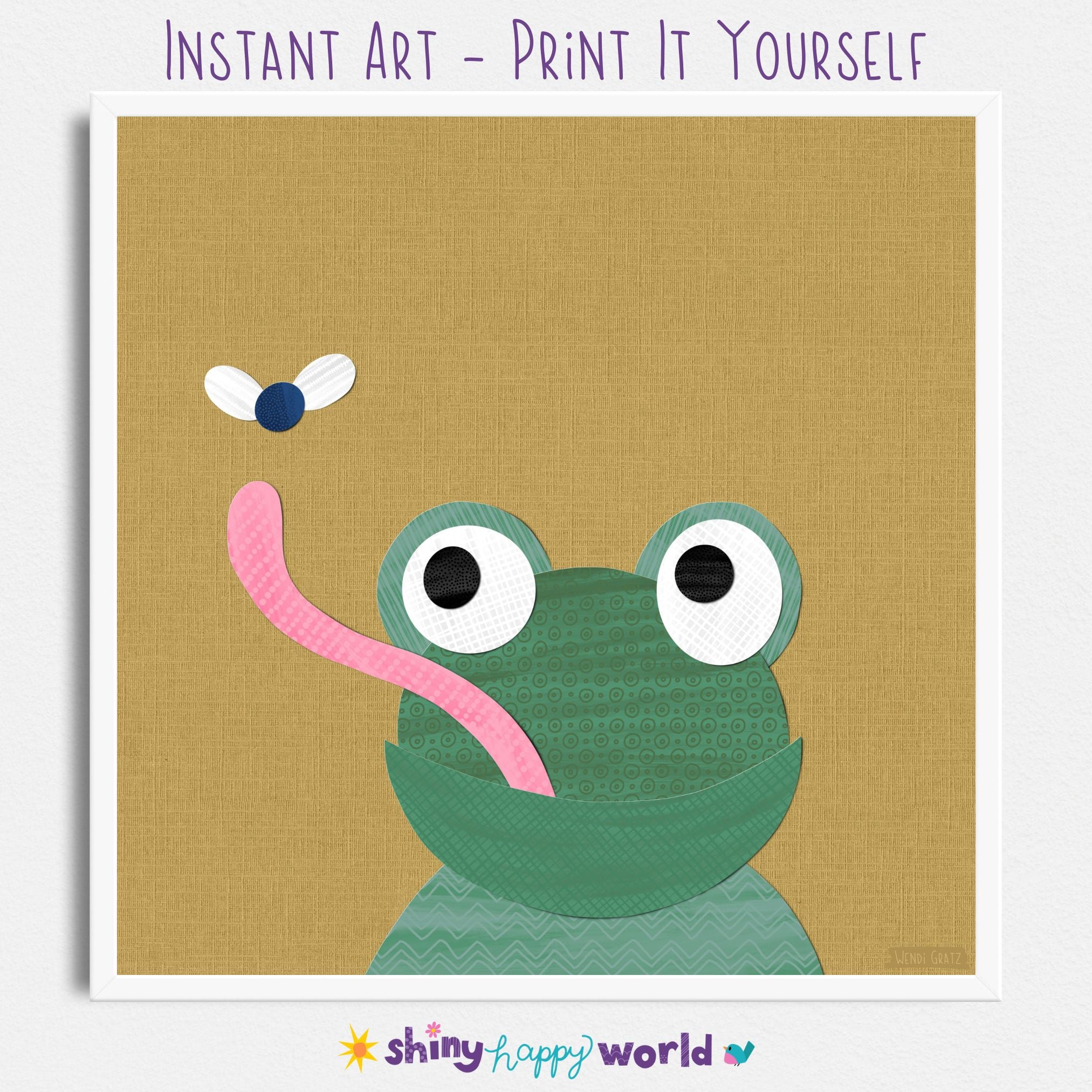 Frog - printable art - collage style