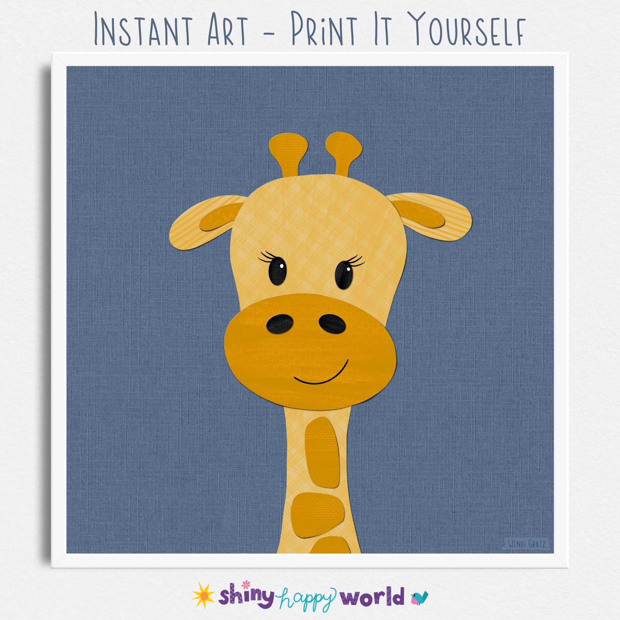 Giraffe - printable art - Collage Style