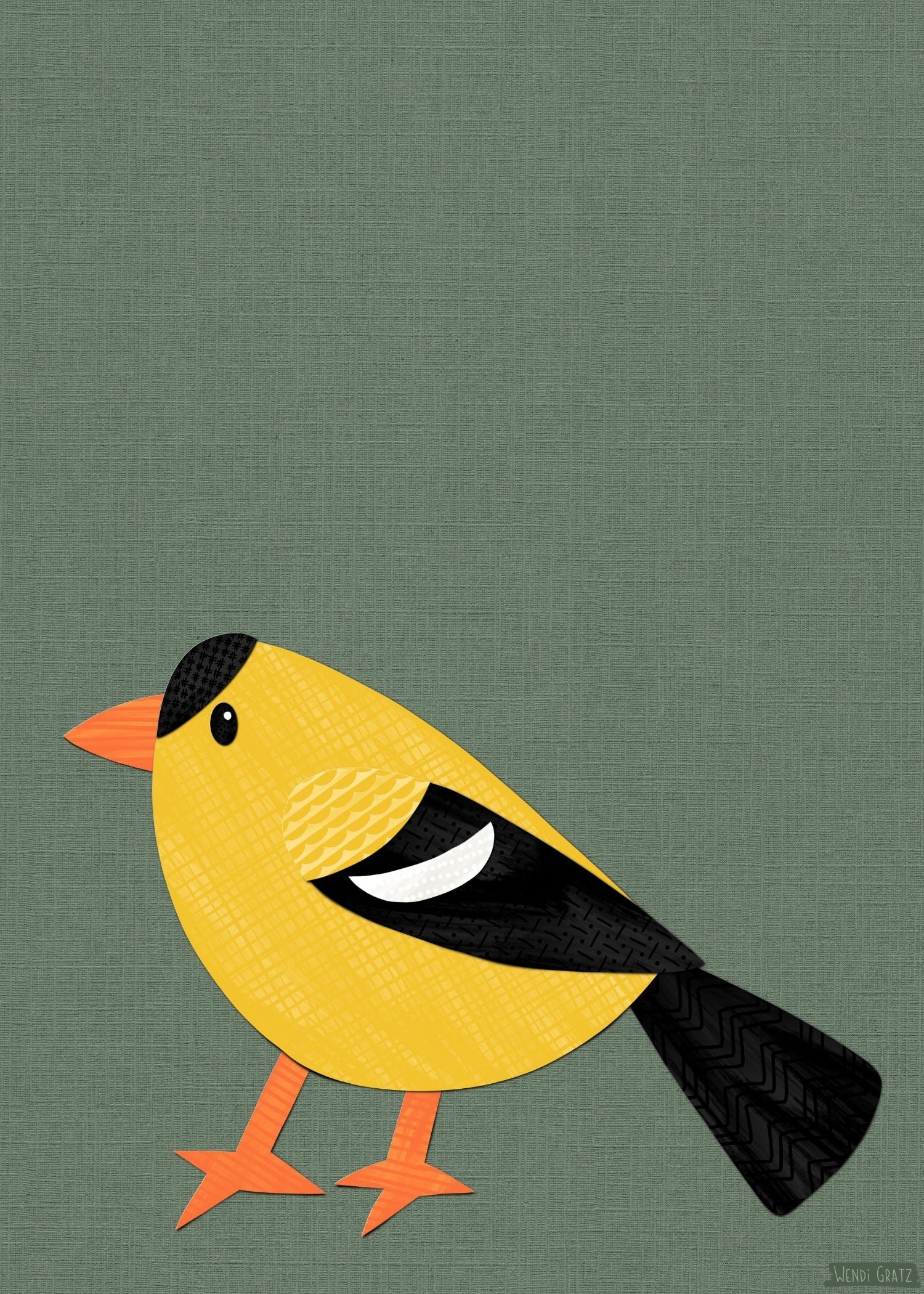 Goldfinch - printable art - collage style