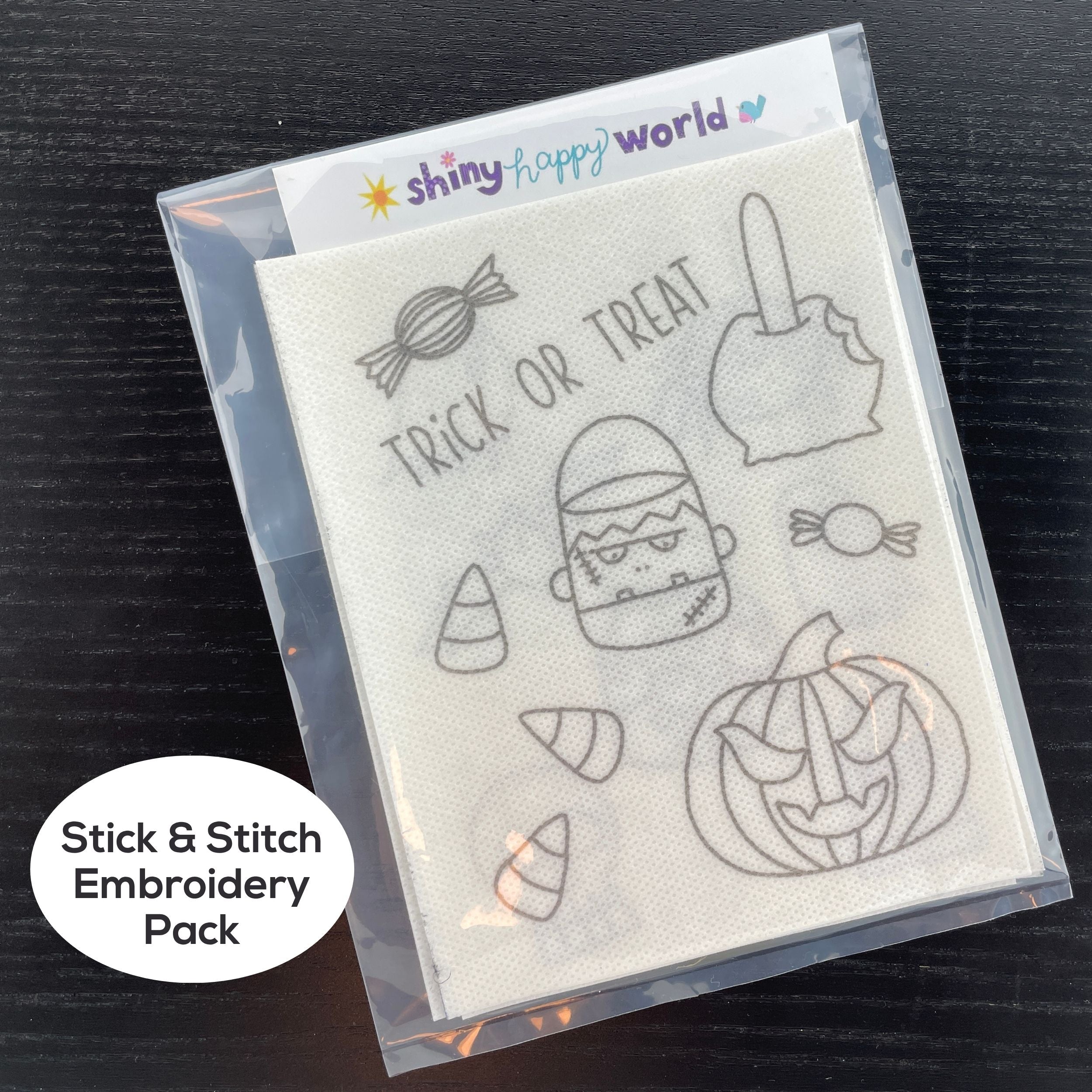Halloween Embroidery Pattern and Stick and Stitch Pack
