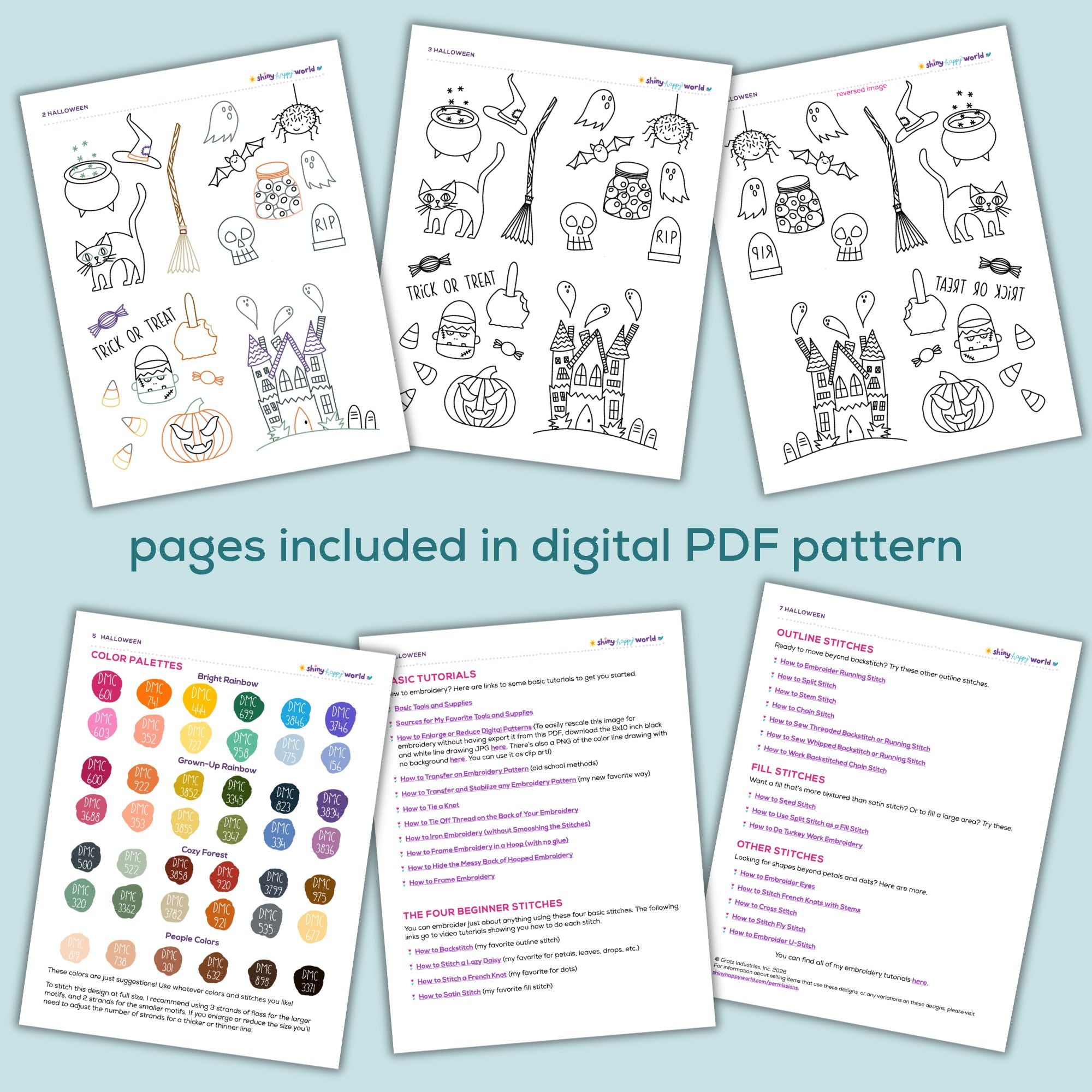 Halloween Embroidery Pattern and Stick and Stitch Pack
