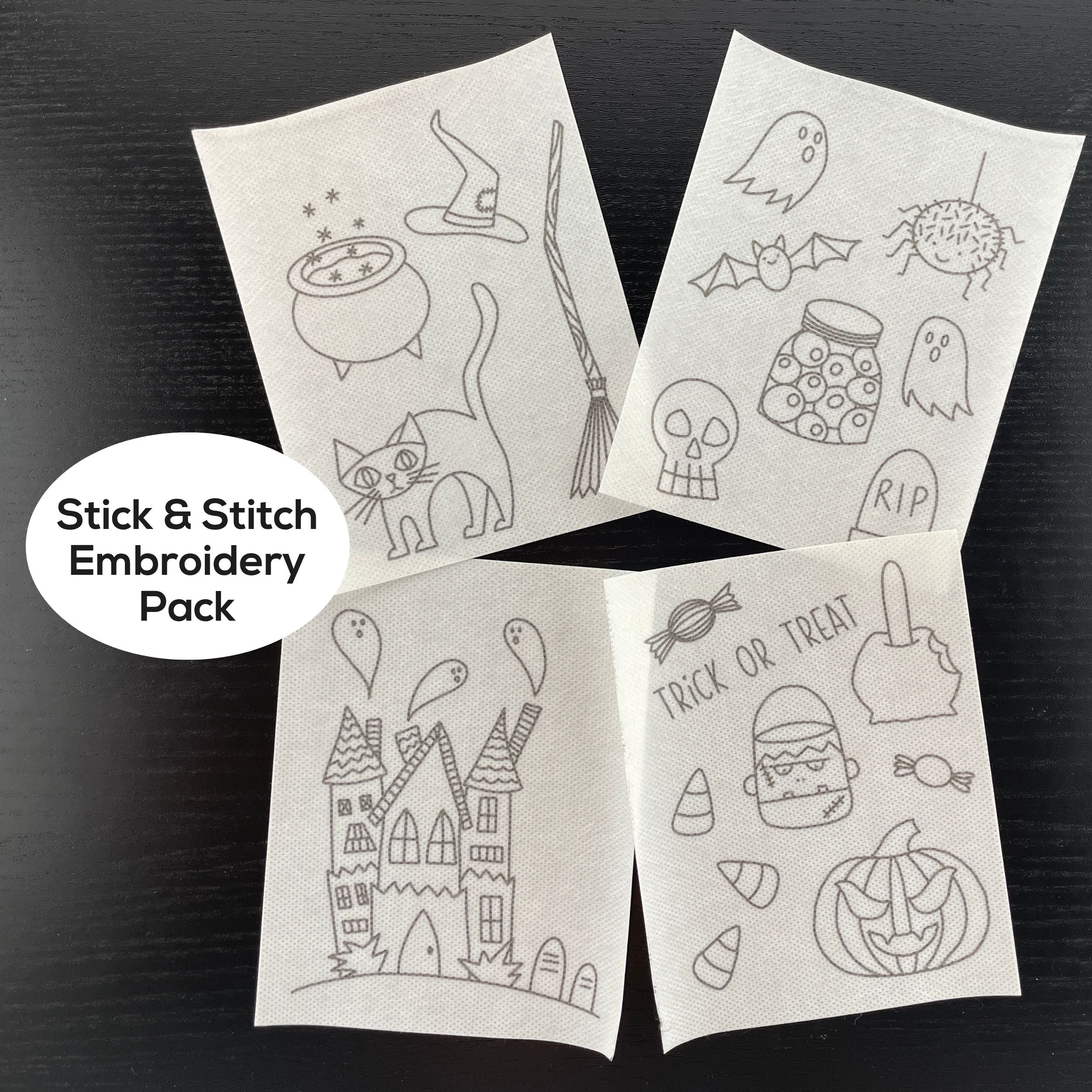 Halloween Embroidery Pattern and Stick and Stitch Pack