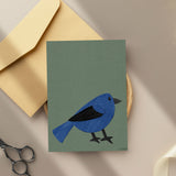 Indigo Bunting - printable bird art - collage style