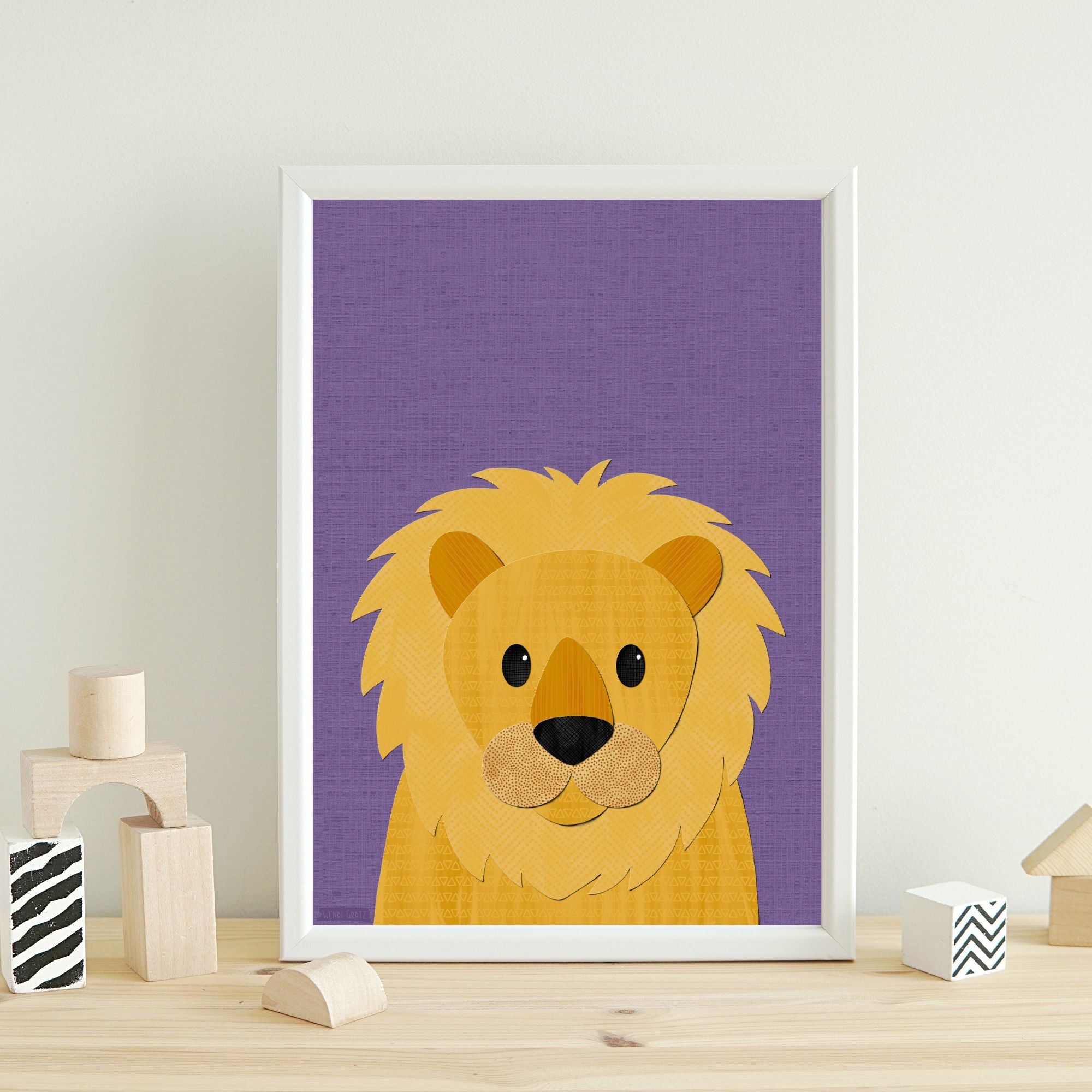 Lion - printable art - Collage Style