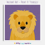 Lion - printable art - Collage Style