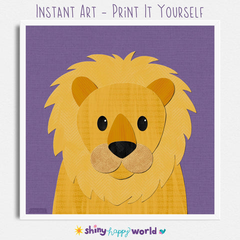 Lion - printable art - Collage Style