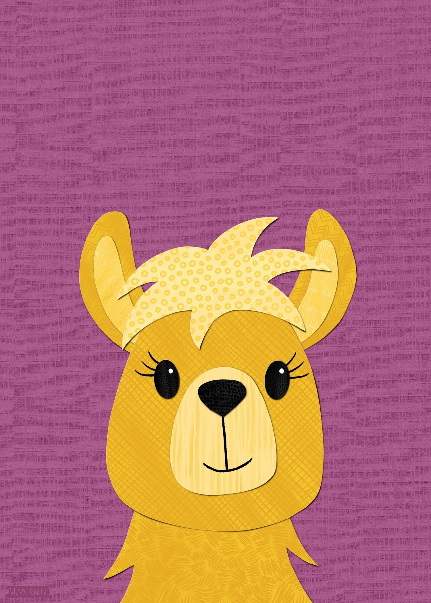 Llama - printable art - collage style