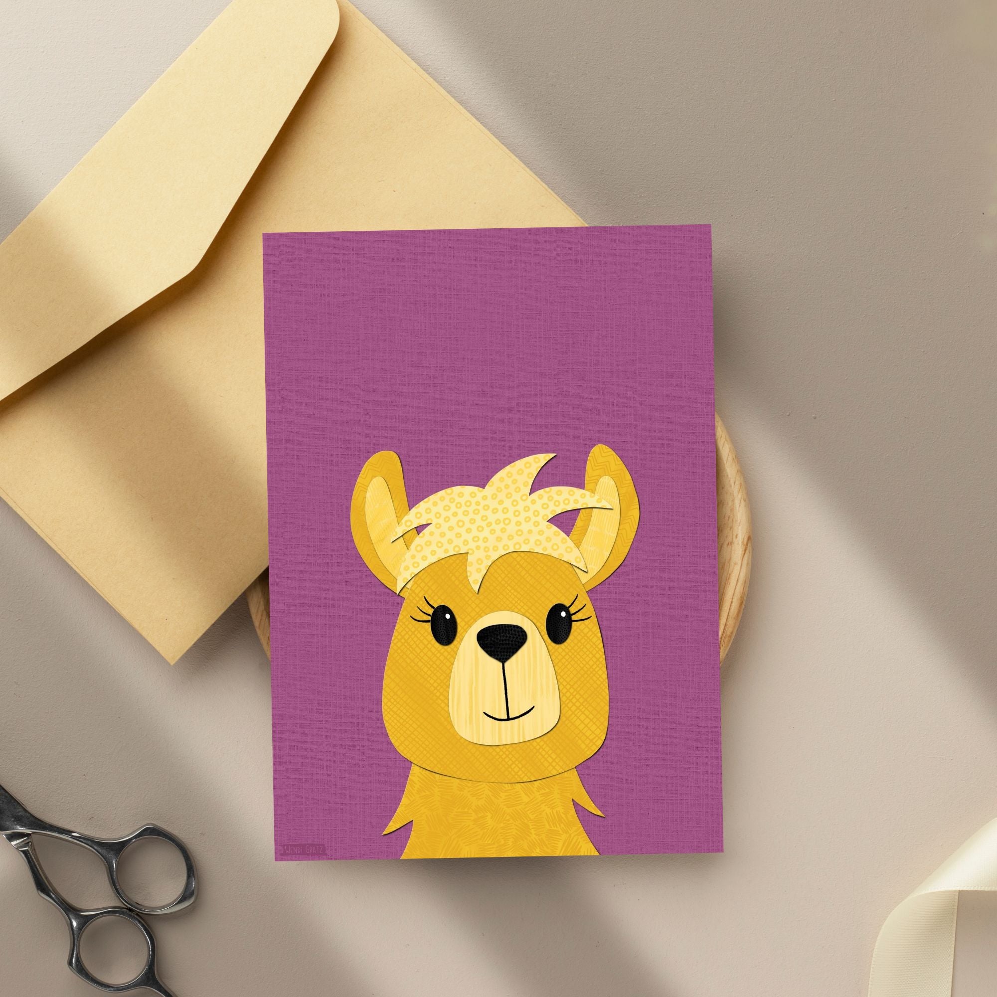 Llama - printable art - collage style