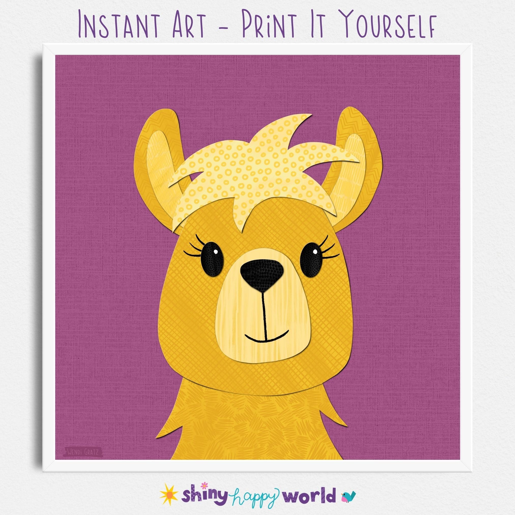 Llama - printable art - collage style
