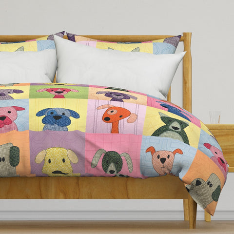 Lovable Mutts - 12 inch squares - cheater quilt fabric