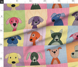 Lovable Mutts - 12 inch squares - cheater quilt fabric