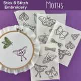 Moths Embroidery Pattern (with optional Stick & Stitch Pack)
