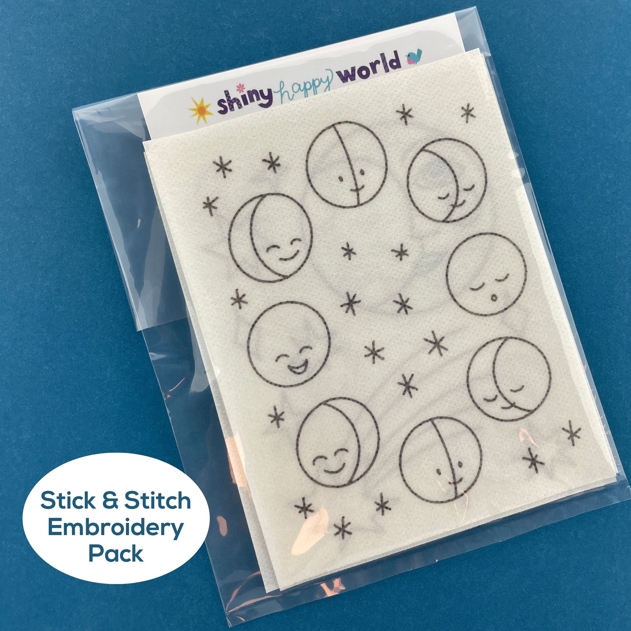 Night Sky Embroidery Pattern and Stick and Stitch Pack