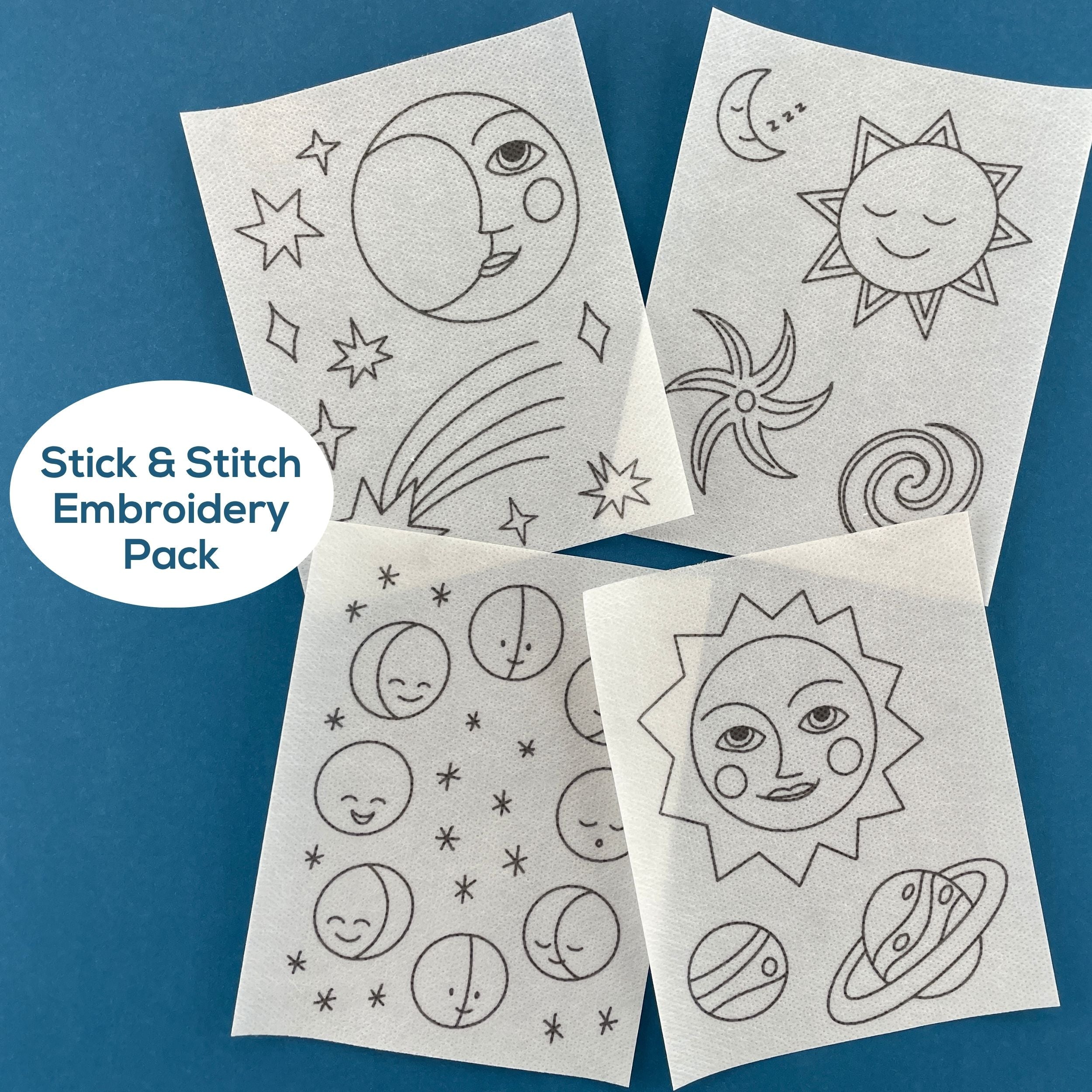 Night Sky Embroidery Pattern and Stick and Stitch Pack