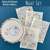 Night Sky Embroidery Pattern and Stick and Stitch Pack