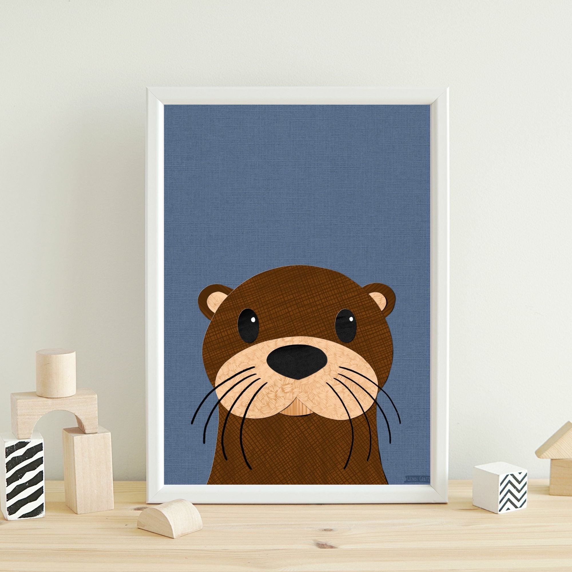 Olson Otter - printable art - Collage Style