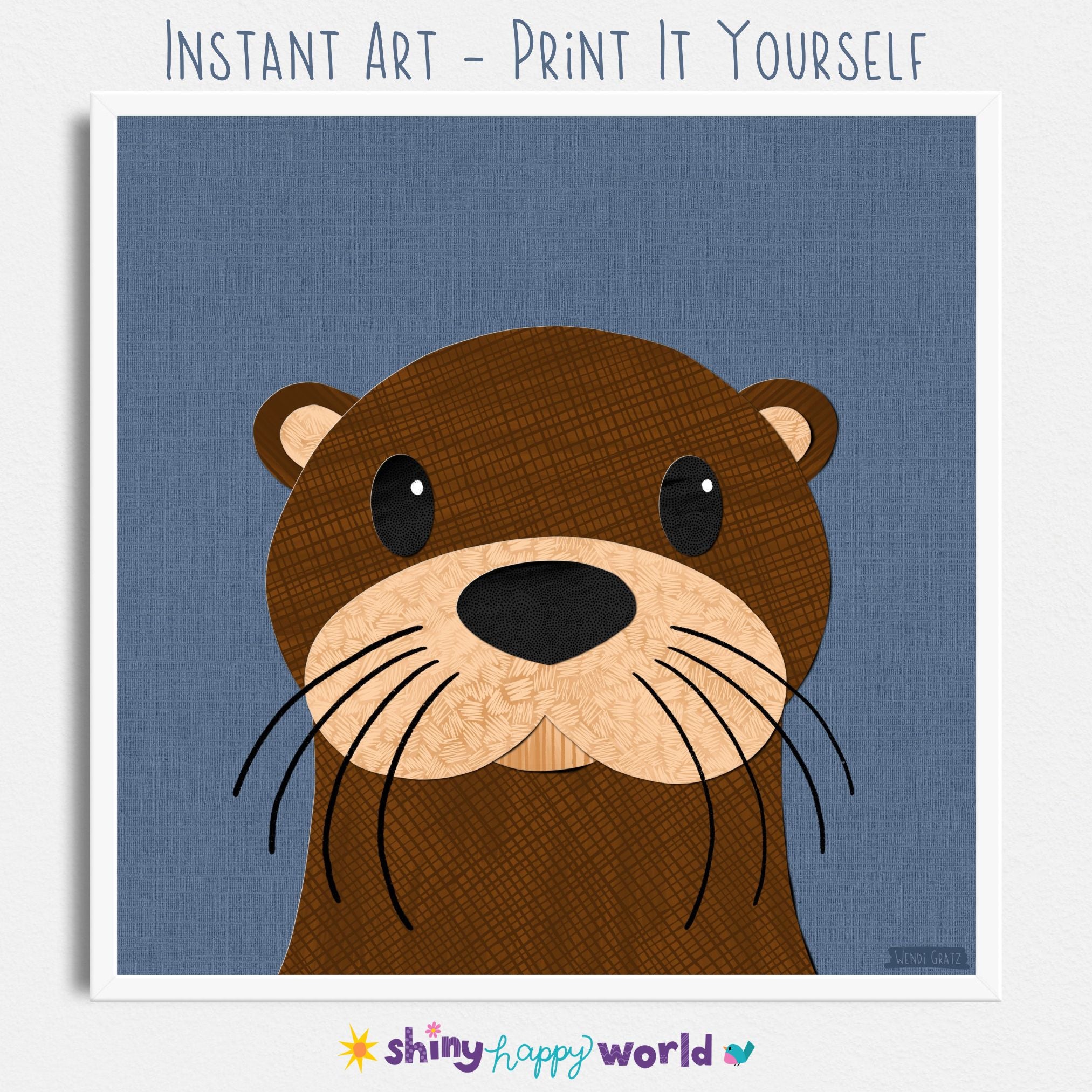 Olson Otter - printable art - Collage Style