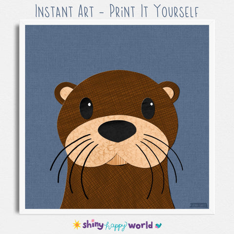 Olson Otter - printable art - Collage Style