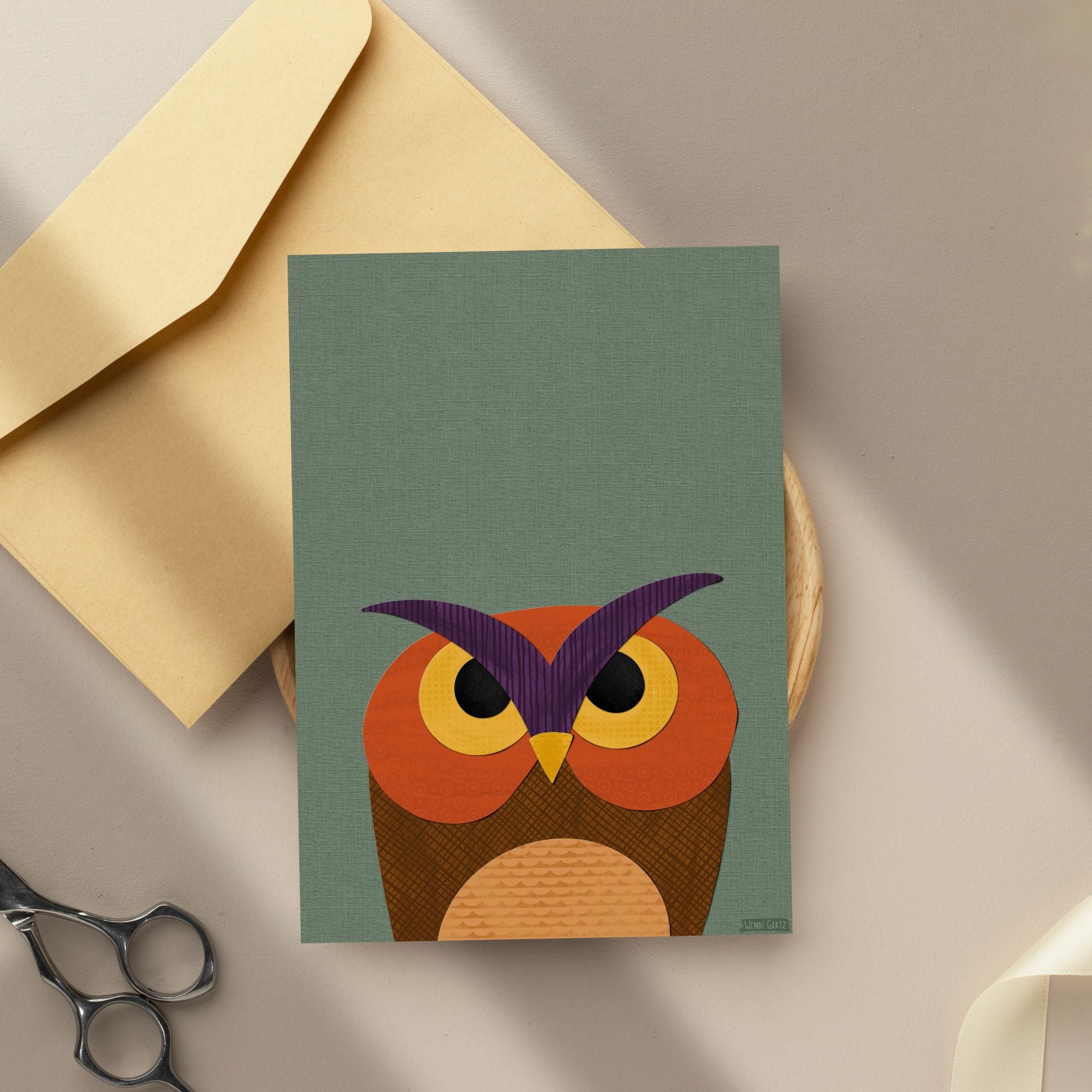 Owl - printable art - Collage Style
