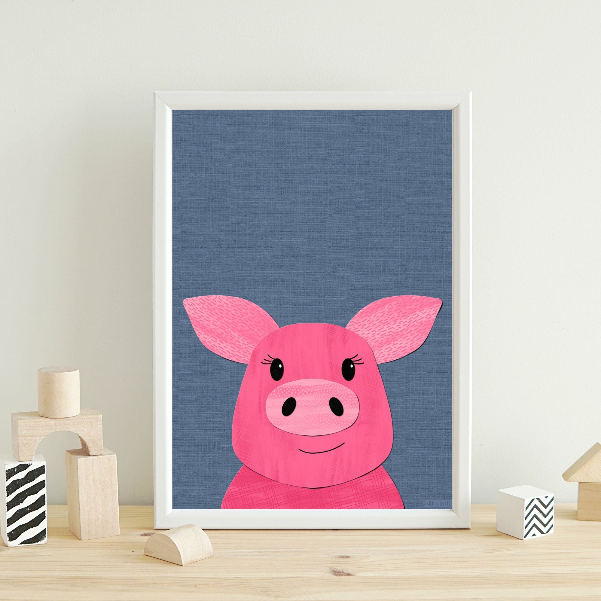 Padgett Pig - printable art - Collage Style